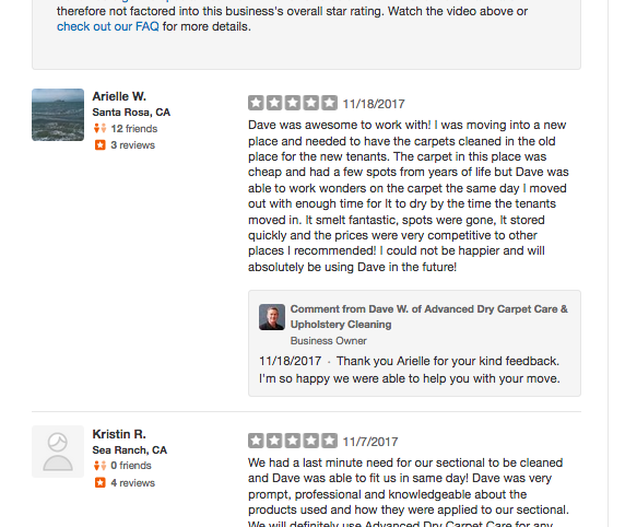Yelp review hidden in the "not recommended" section