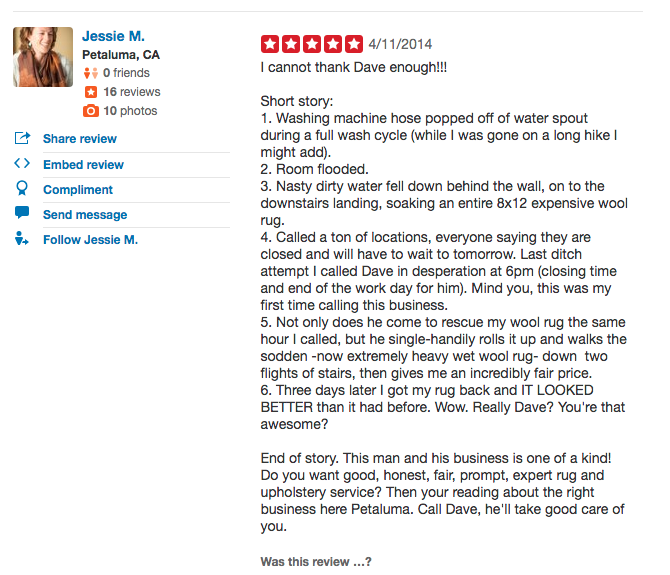 Yelp review